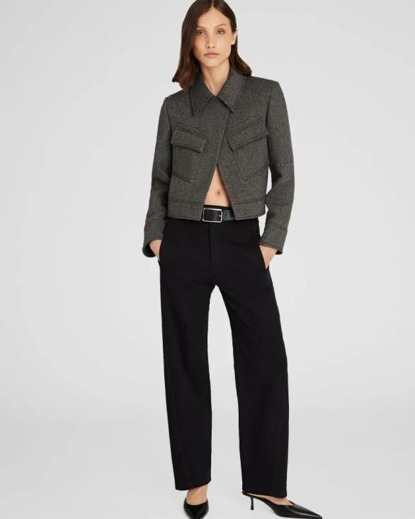 Club Monaco Jackets and Coats Cropped Wool Utility Jacket Brown Mix 8211 Women