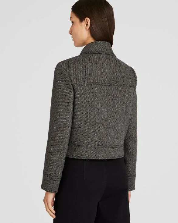 Club Monaco Jackets and Coats Cropped Wool Utility Jacket Brown Mix 8211 Women