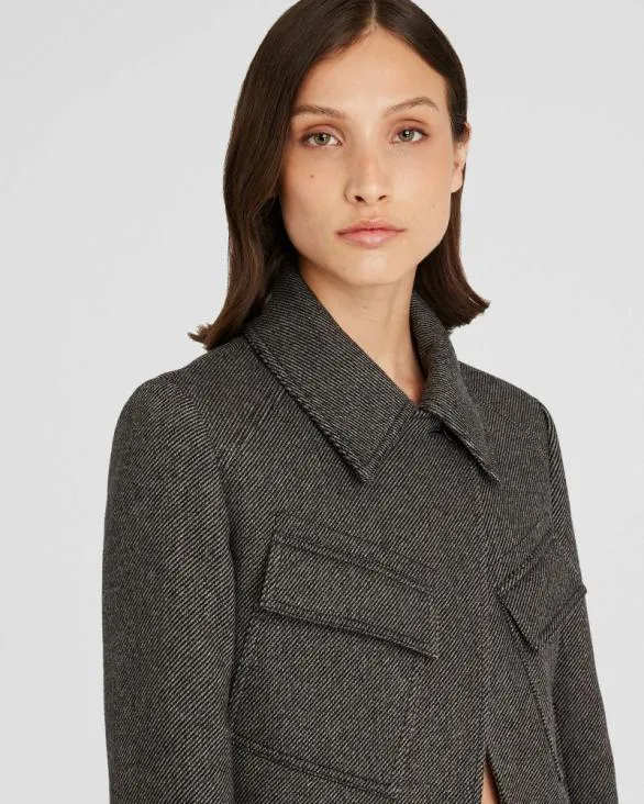 Club Monaco Jackets and Coats Cropped Wool Utility Jacket Brown Mix 8211 Women