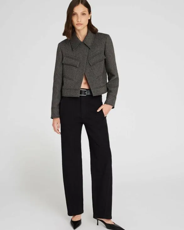 Club Monaco Jackets and Coats Cropped Wool Utility Jacket Brown Mix 8211 Women