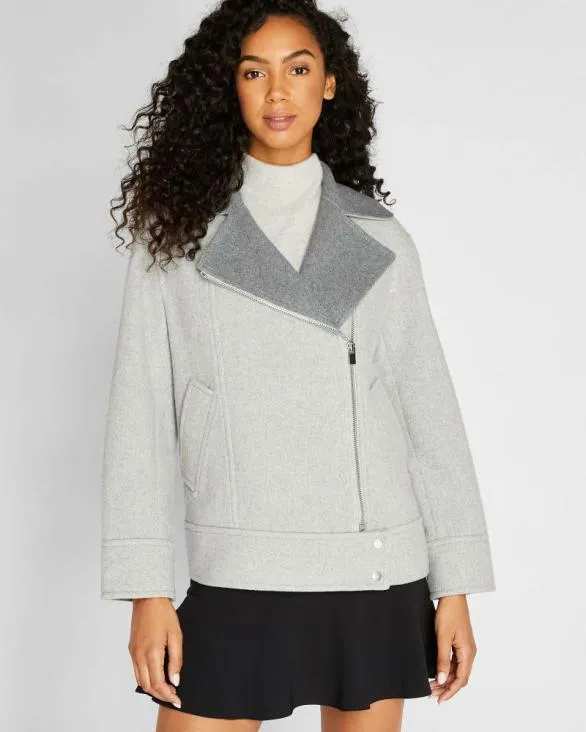 Club Monaco Jackets and Coats TwoTone Moto Jacket Grey 8211 Women