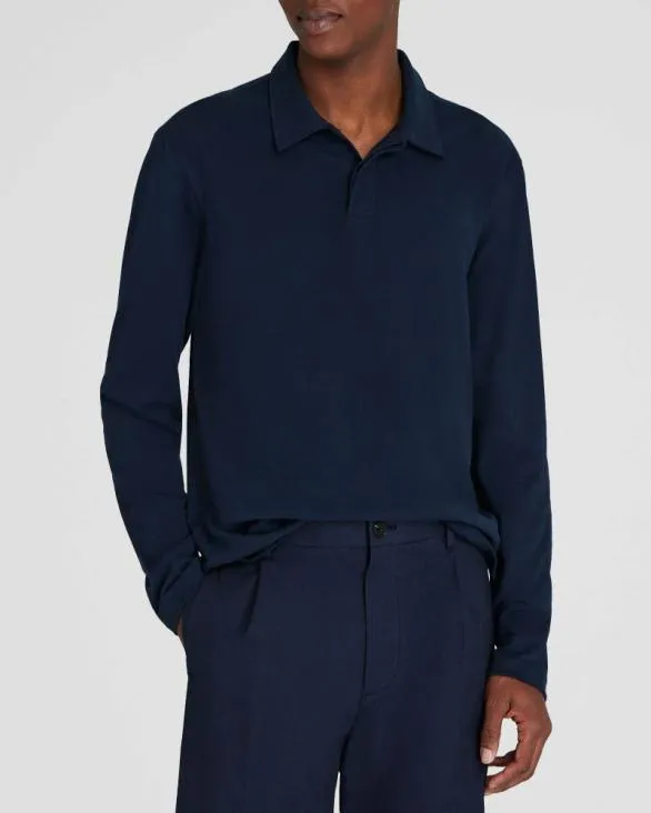 Club Monaco Polos LongSleeve Brushed Cotton Polo Navy 8211 Men