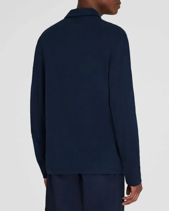 Club Monaco Polos LongSleeve Brushed Cotton Polo Navy 8211 Men
