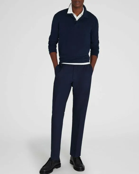 Club Monaco Polos LongSleeve Brushed Cotton Polo Navy 8211 Men