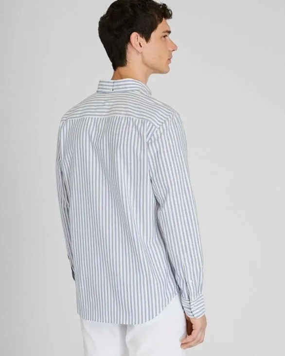 Club Monaco Shirts Slim Lightweight Oxford Shirt Blue Stripe 8211 Men