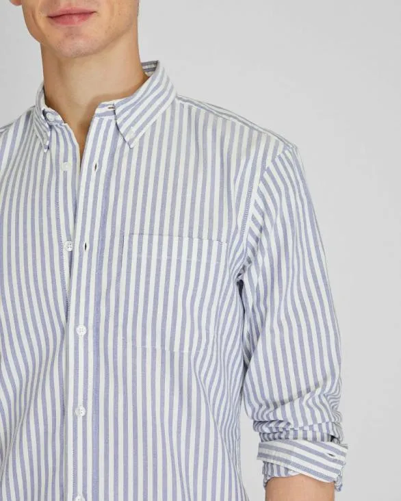 Club Monaco Shirts Slim Lightweight Oxford Shirt Blue Stripe 8211 Men