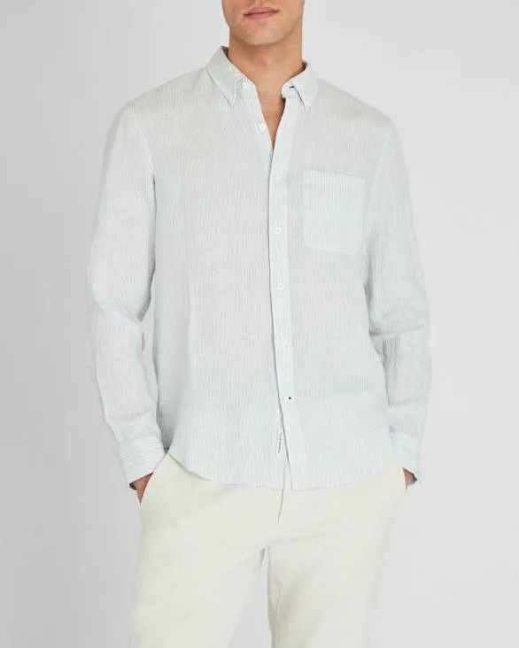 Club Monaco Shirts Slim LongSleeve ButtonDown Linen Shirt Taupe 8211 Men