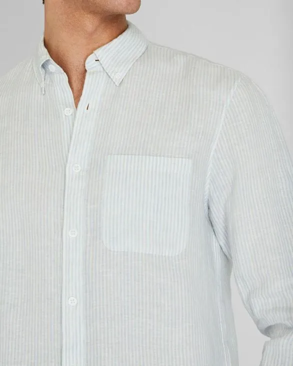 Club Monaco Shirts Slim LongSleeve ButtonDown Linen Shirt Taupe 8211 Men