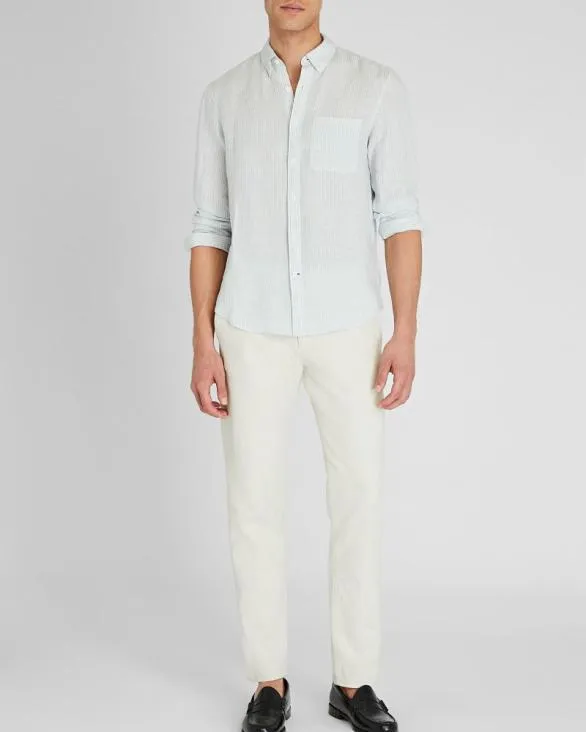 Club Monaco Shirts Slim LongSleeve ButtonDown Linen Shirt Taupe 8211 Men