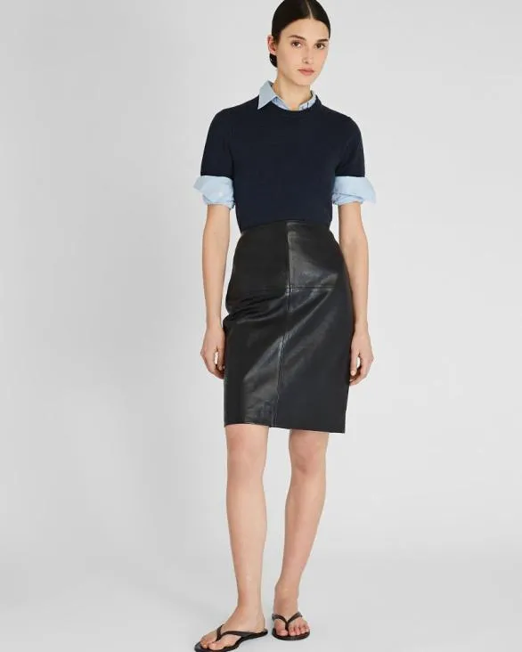 Club Monaco Skirts Leather Midi Pencil Skirt Black 8211 Women