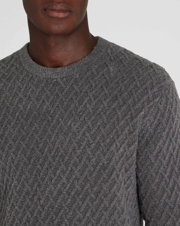 Club Monaco Sweaters Boucl HalfDiamond Crewneck Grey 8211 Men