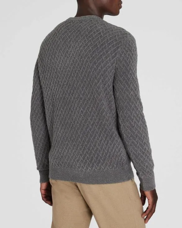 Club Monaco Sweaters Boucl HalfDiamond Crewneck Grey 8211 Men