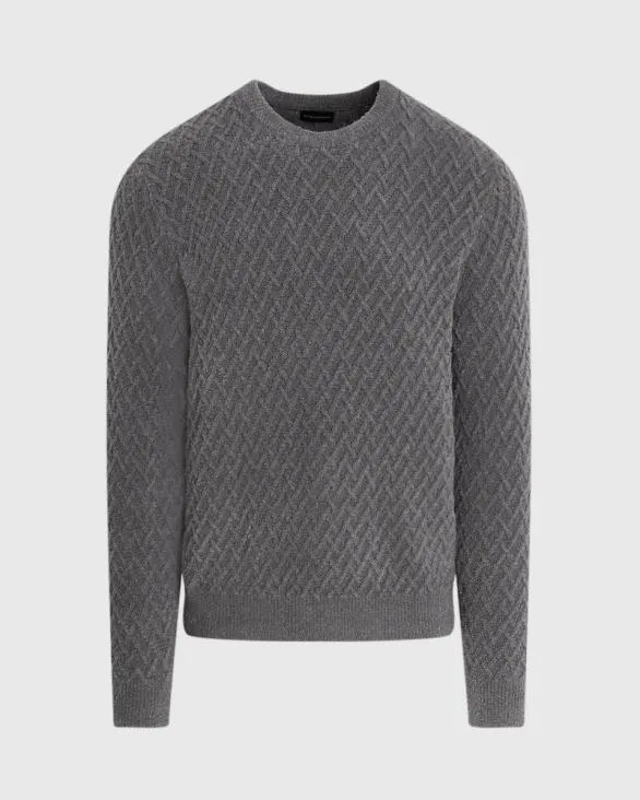 Club Monaco Sweaters Boucl HalfDiamond Crewneck Grey 8211 Men