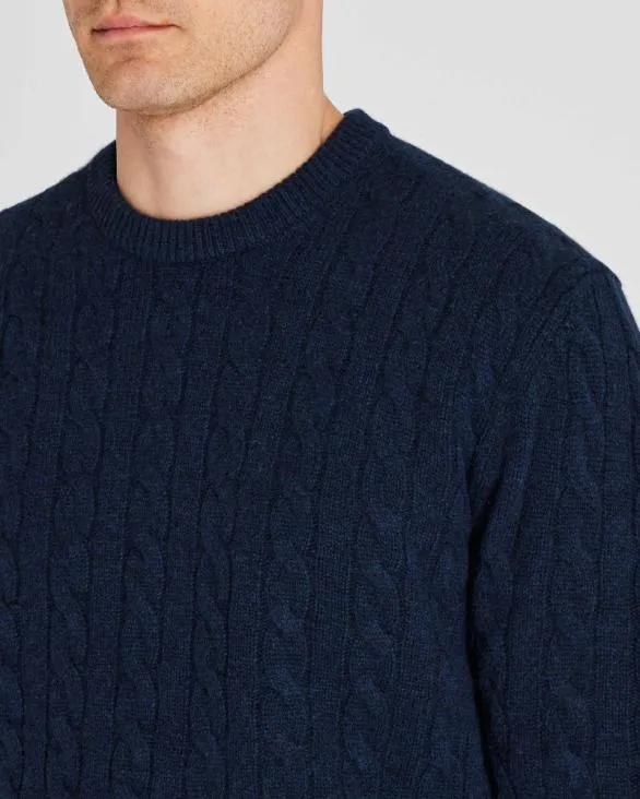 Club Monaco Sweaters Cashmere Cable Crewneck Sweater Navy 8211 Men