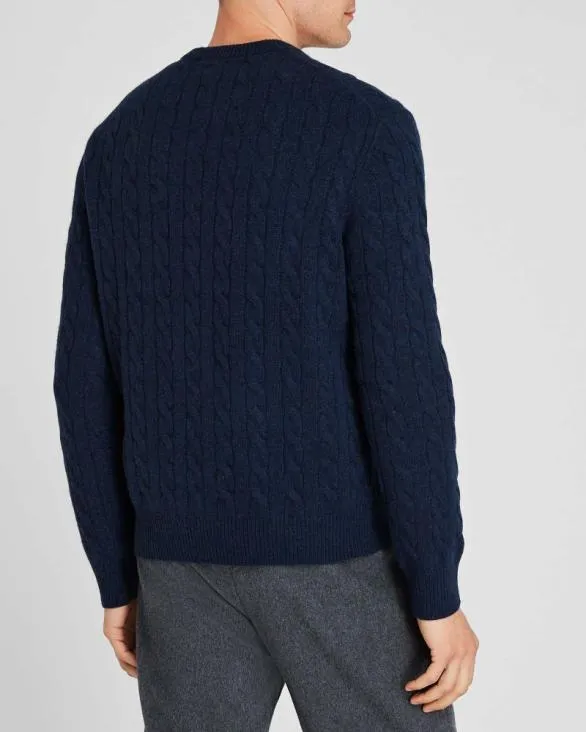 Club Monaco Sweaters Cashmere Cable Crewneck Sweater Navy 8211 Men