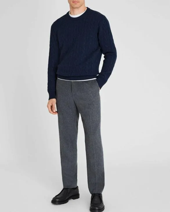 Club Monaco Sweaters Cashmere Cable Crewneck Sweater Navy 8211 Men