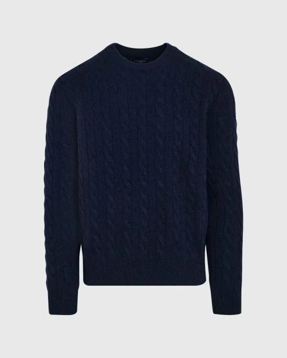 Club Monaco Sweaters Cashmere Cable Crewneck Sweater Navy 8211 Men