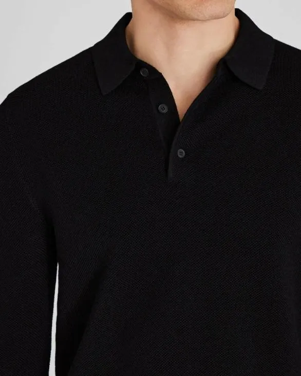Club Monaco Sweaters LongSleeve Stitch Wool Polo Black 8211 Men