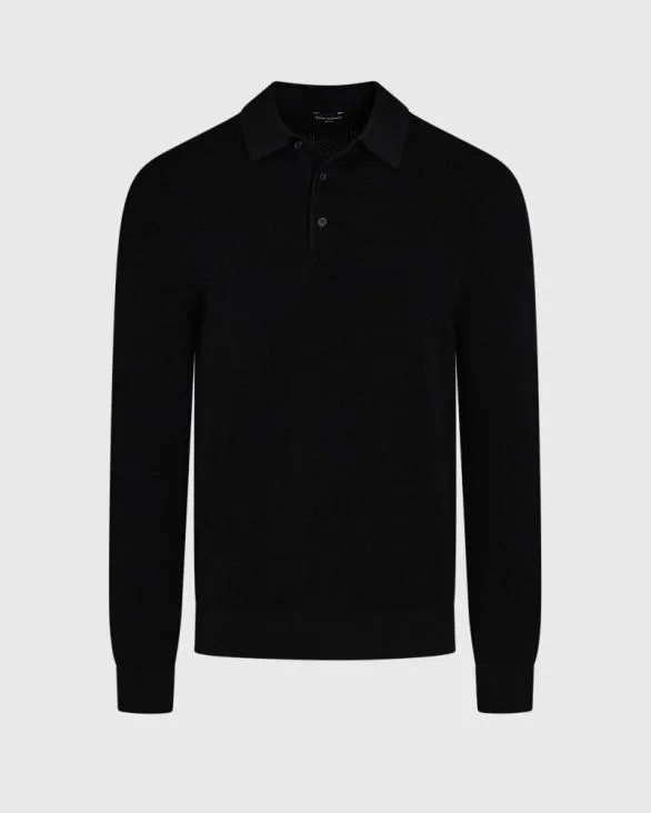 Club Monaco Sweaters LongSleeve Stitch Wool Polo Black 8211 Men