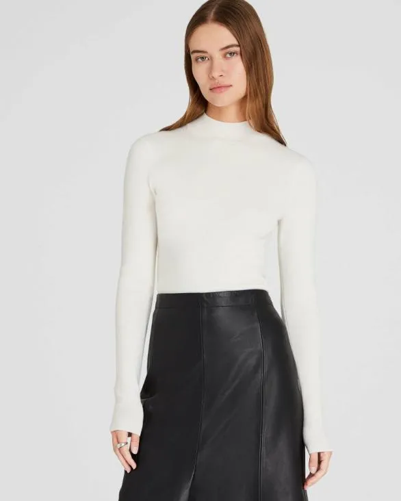 Club Monaco Sweaters Merino Rib Mockneck Sweater Ivory 8211 Women