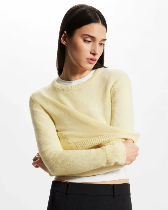 Club Monaco Sweaters Mohair Blend Crewneck Sweater Pale Yellow 8211 Women