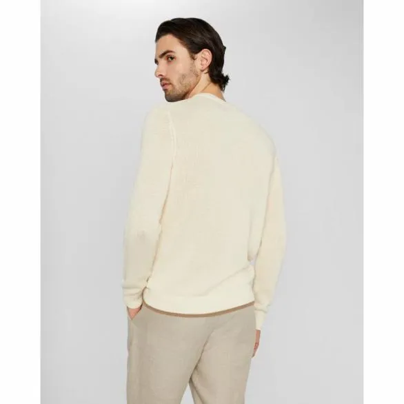Club Monaco Sweaters Plaited Linen Crew Sweater White 8211 Men