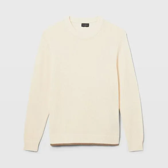 Club Monaco Sweaters Plaited Linen Crew Sweater White 8211 Men