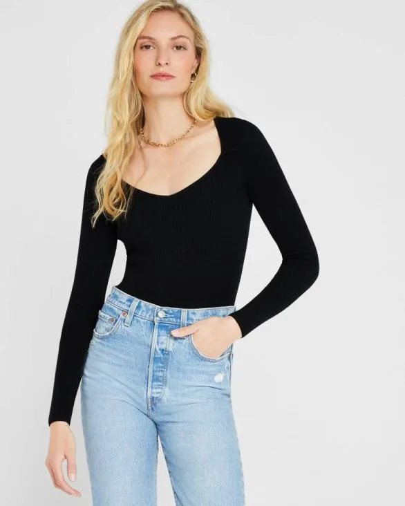 Club Monaco Sweaters Shrug Neck Rib Sweater Black 8211 Women