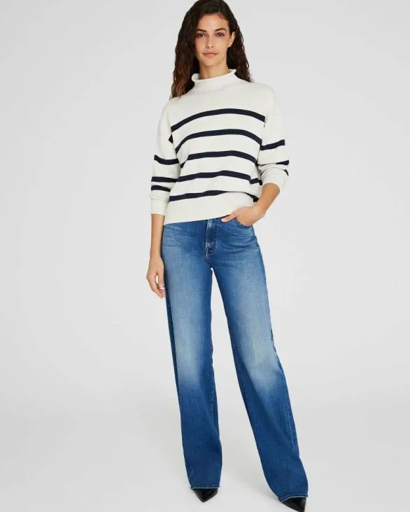 Club Monaco Sweaters Striped Nautical Mockneck Sweater Navy Stripe 8211 Women