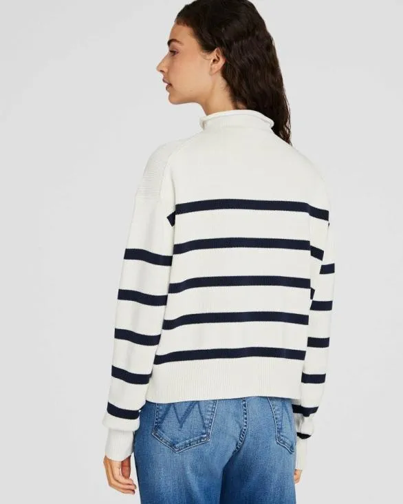Club Monaco Sweaters Striped Nautical Mockneck Sweater Navy Stripe 8211 Women
