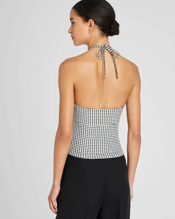 Club Monaco Tops Gingham Knit Top Whiteblack 8211 Women