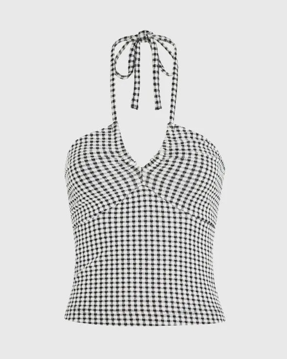 Club Monaco Tops Gingham Knit Top Whiteblack 8211 Women