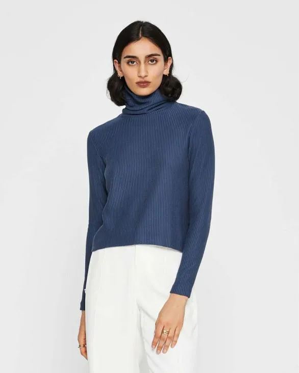 Club Monaco Tops Meredy RibKnit Turtleneck Top Navy 8211 Women