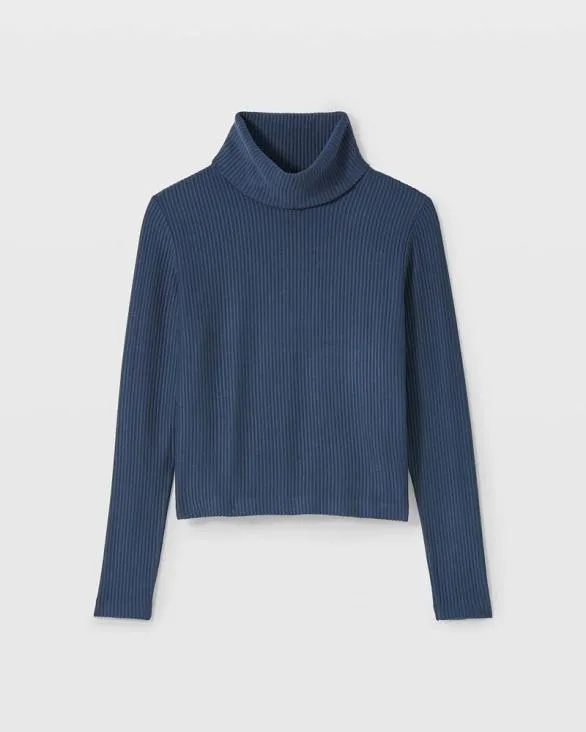 Club Monaco Tops Meredy RibKnit Turtleneck Top Navy 8211 Women