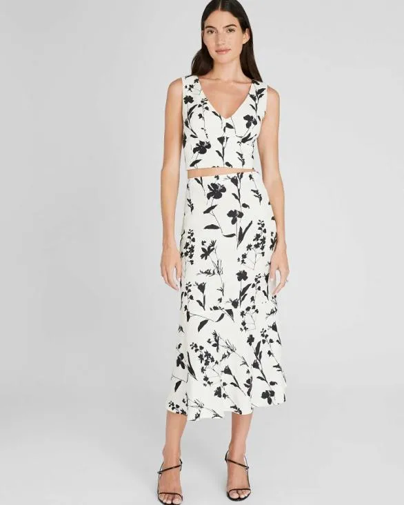 Club Monaco Tops Printed VNeck Shell Top Whiteblack 8211 Women