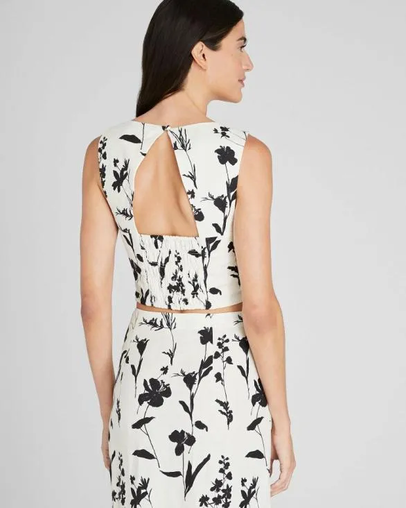 Club Monaco Tops Printed VNeck Shell Top Whiteblack 8211 Women