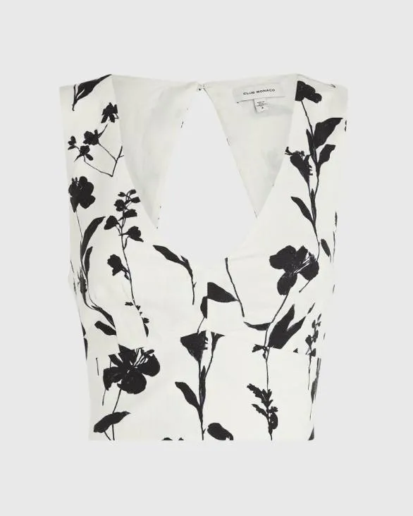Club Monaco Tops Printed VNeck Shell Top Whiteblack 8211 Women