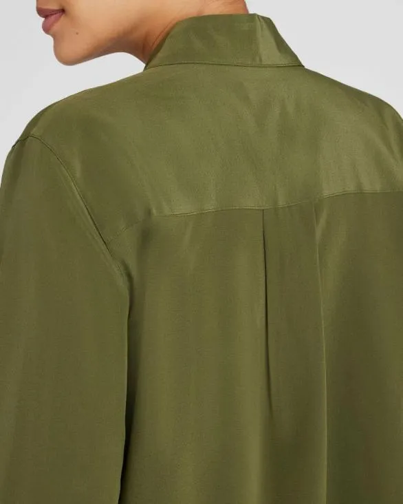 Club Monaco Tops Silk Utility Shirt Olive Drab 8211 Women