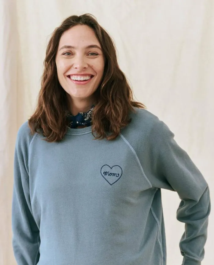 CollectionTees and Sweats The Great The Mom Embroidered College Sweatshirt Gaucho Blue With Navy CollectionTees and Sweats The Great The Mom Embroidered College Sweatshirt Gaucho Blue With Navy