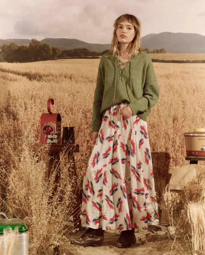 Collection The Great The Godet Skirt White Birds Of Paradise Print