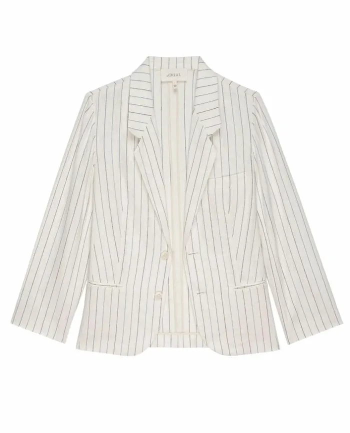 Collection The Great The Relaxed Blazer Cream Pinstripe