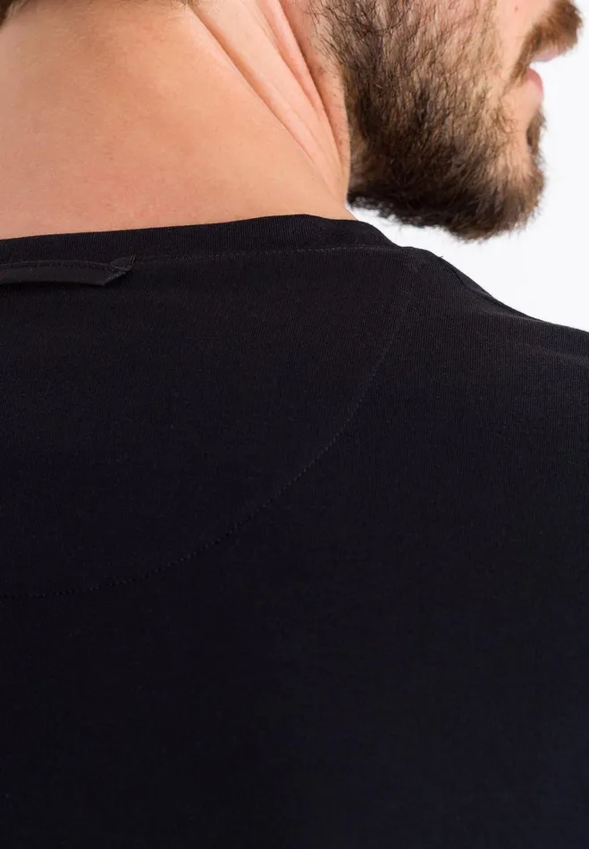 Cotton Crew Neck TShirt Black Men HANRO Pajama Tops
