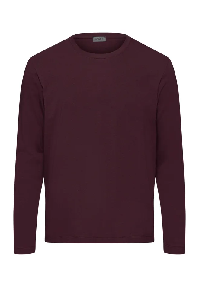 Cotton Crew Neck Top Dark Chocolate Men HANRO Pajama Tops