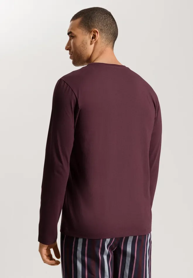 Cotton Crew Neck Top Dark Chocolate Men HANRO Pajama Tops