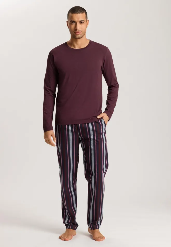 Cotton Crew Neck Top Dark Chocolate Men HANRO Pajama Tops