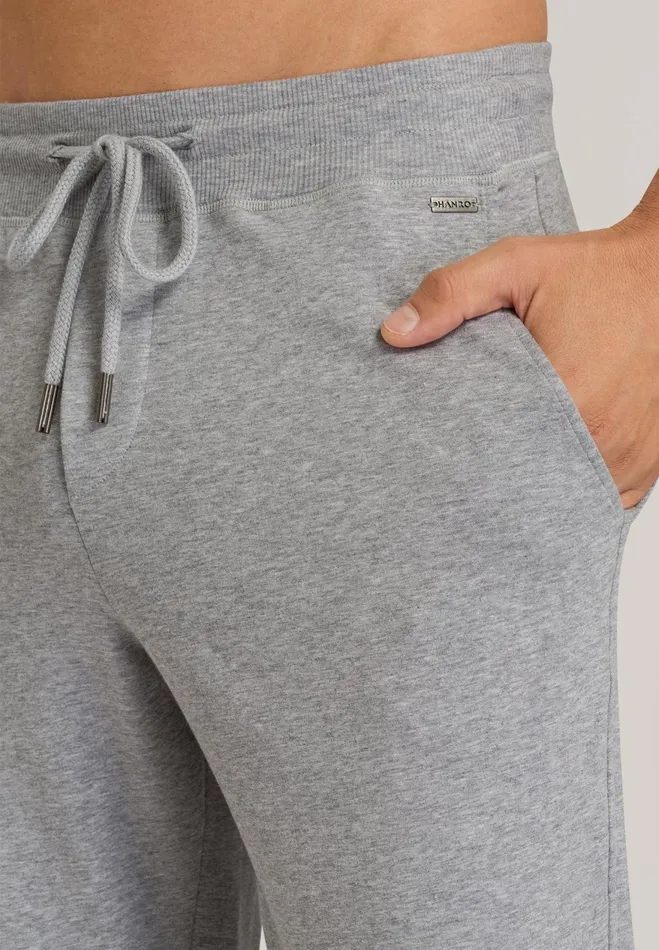 Cotton Drawstring Lounge Pants Grey Melange Men HANRO Bottoms