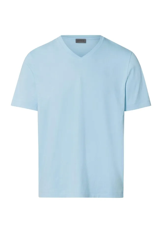 Cotton VNeck TShirt Clear Blue Men HANRO Pajama Tops