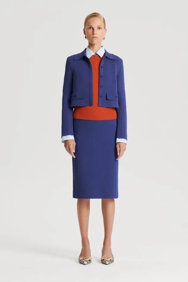 CREPE KNIT PENCIL SKIRT ROYAL Skirts Scanlan Theodore Women
