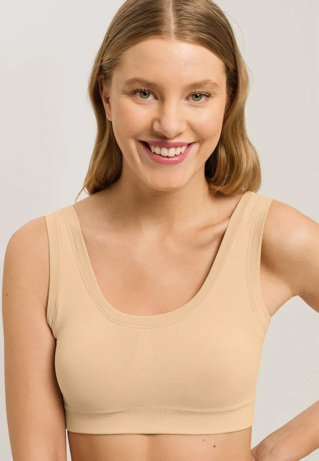 Crop Top Padded Beige Women HANRO Wireless Bras