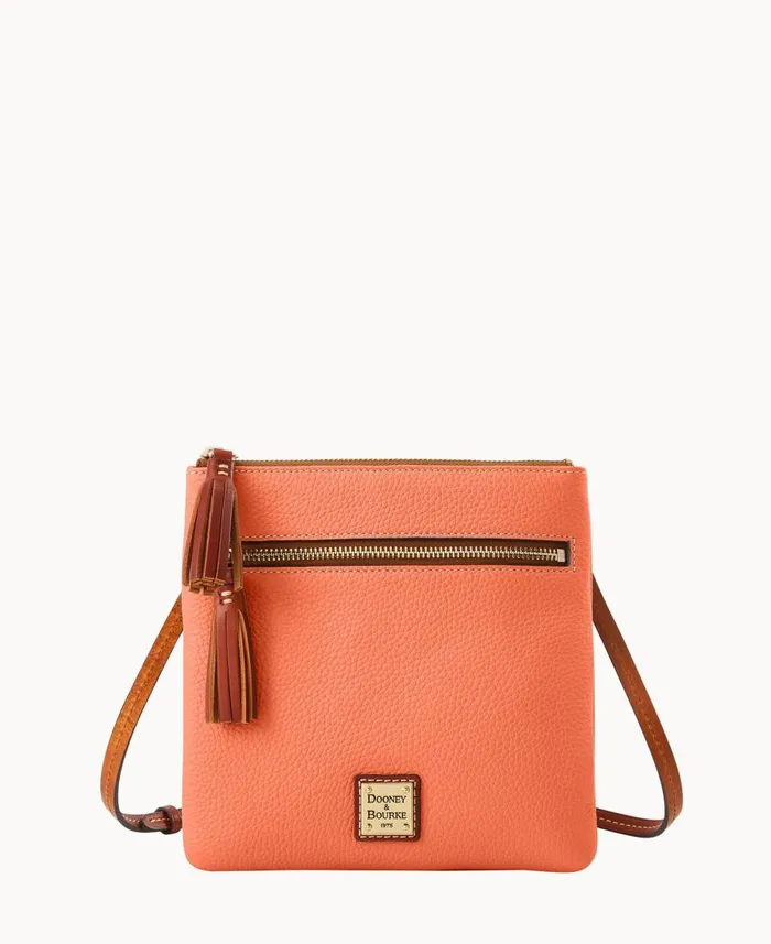 Dooney and Bourke Crossbodies Pebble Grain Double Zip Tassel Crossbody Coral 8211 WomenMen